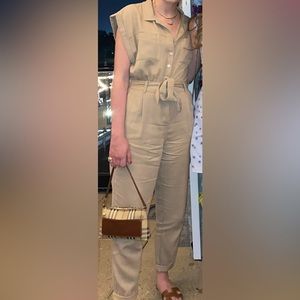 A&F Linen Khaki jumpsuit